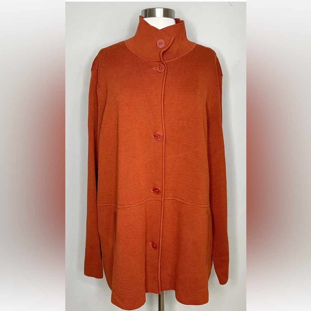 Talbots Women's  Orange Knit Button Down Jacket. Size: 3X